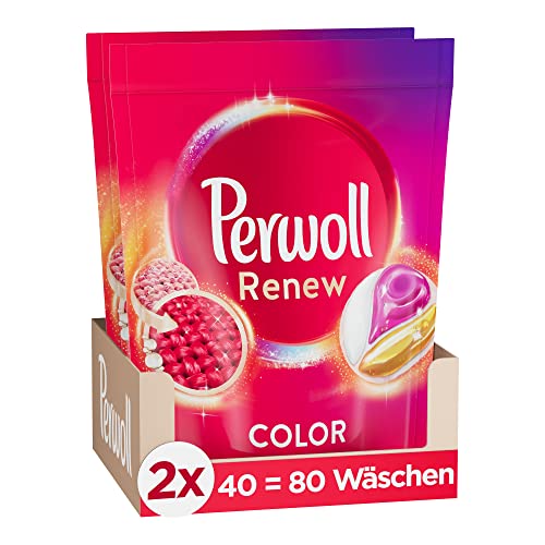 Perwoll Renew Caps Color & Faser Waschmittel (80 Wäschen), sanft reinigende All-in-1 Waschmittel Caps zur Farbauffrischung und Faserglättung bei bunter Wäsche