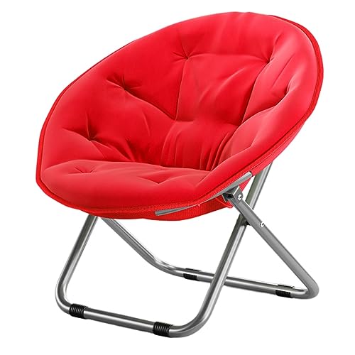 Ftchoice Camping Moon Chairs Folding Outdoor Padded Chair Deluxe Comfy Beach Moon Chair for Audts Portable Festival Foldable Camping Saucer for Heavy People Picnic, red