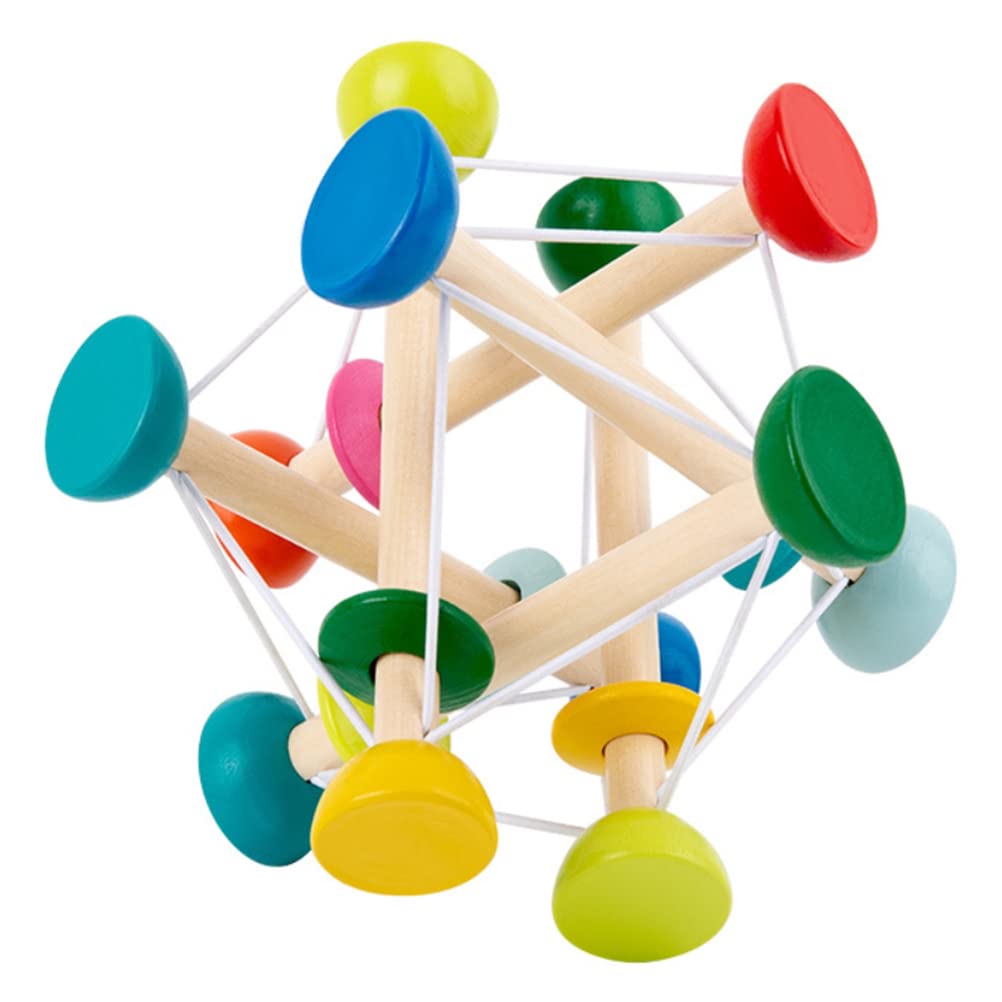 HUSHUI Baby Sensory Ball Spielzeug, Baby Holz Elastische Ball Spielzeug Baby Greifen Hüpfenden Ball Frühe Wahrnehmungsfähigkeit Kreatives Spielzeug für Kinder