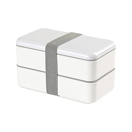 TFDB Bento Boxes Doppellagige Lunchbox für Erwachsene und Kinder BPA-frei, auslaufsicher zum Verpacken von Mahlzeiten und Snacks für unterwegs (weiß 1100ml)