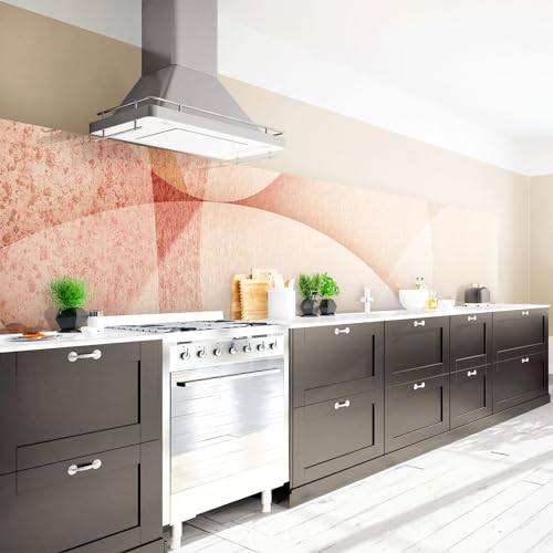 Arcondo Küchenrückwand Spritzschutz Selbstklebend Motiv Abstrakte Formen in Apricot Folie Eco Matt 350 x 90 cm