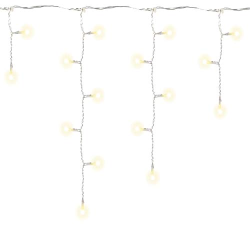 Nipach GmbH 600 LED Lichterkette Eisregen Eiszapfen warm weiß Außen Weihnachts-Deko transparentes Kabel Strangabstand 10 cm Trafo Timer Xmas-Deko