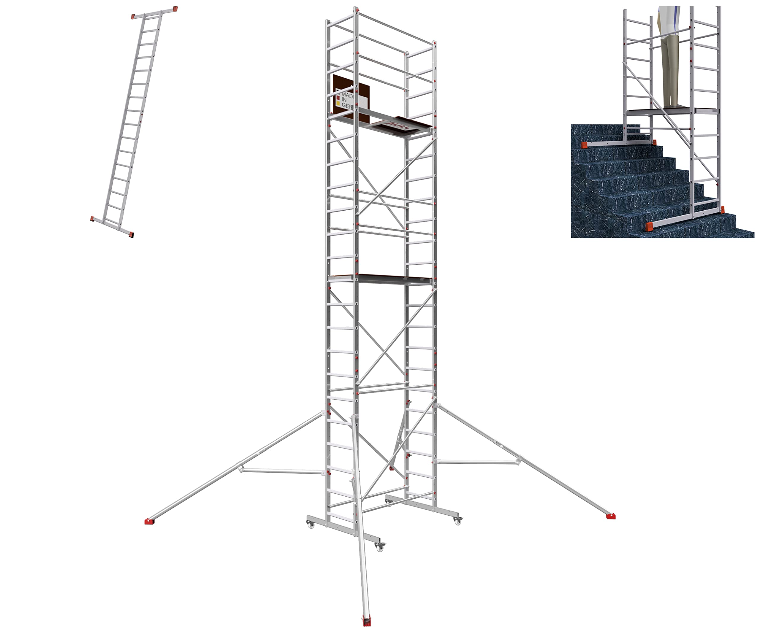 ALTEC AluCombine® 4.0-700 | 7m | Alu Fahrgerüst mit 4 bremsb. Lenkrollen & Ausleger | EN131 | Baugerüst Rollgerüst Montagegerüst Anlegeleiter | Treppengerüst