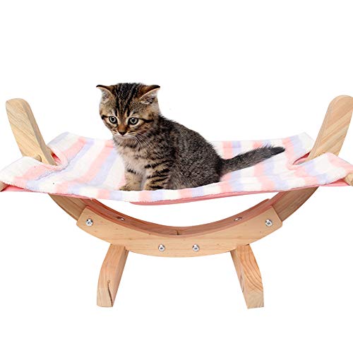 ZuckerTi Holz Hängematte Hütte Bett Sofa Spielzeug Katzenbetten Katzenliege Katzenmatte Katzenplatz für Katze Katzen Hase Kaninchen Ratten Hamster Kleintiere für Pause und Spielerei Machen