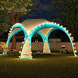 Swing & Harmonie LED Event Pavillon 3,6 x 3,6m DomeShelter Garten Pavillion inkl. Solarmodul Pavilion Designer Gartenzelt Camping Pavilon Partyzelt mit Beleuchtung (Türkis)