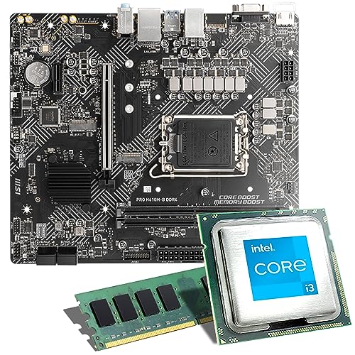 Intel Core i3-12100 / GIGABYTE H610M S2H DDR4 Mainboard Bundle / 8 GB DDR4-RAM | CSL PC Aufrüstkit | Intel Core i3-12100 4x3300 MHz, UHD Graphics 730, LAN, M.2 Port, USB 3.2 Gen1 | Tuning Kit