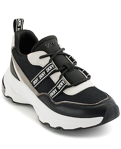 DKNY Damen Justine Lace Up Sneaker, Black/Pebble, 38.5 EU