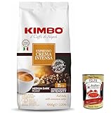 3x Kimbo caffe' in grani, Espresso Crema Intensa Kaffeebohnen 1 kg, whole beans coffee fur espresso, Intensität 11/13, Mittel Dark Röstung + Italian Gourmet polpa 400g