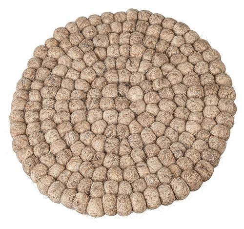 Maharanis Fairtrade Filz Topf Untersetzer Natur beige 22 cm handgefertigt 100% Wolle