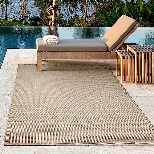 the carpet Toulouse - Outdoor-Teppich für Terrasse und Balkon - Wetterfest, UV-Beständig, Wasserabweisend, Pflegeleicht, Robust und Strapazierfähig, Beige, 120 x 160 cm