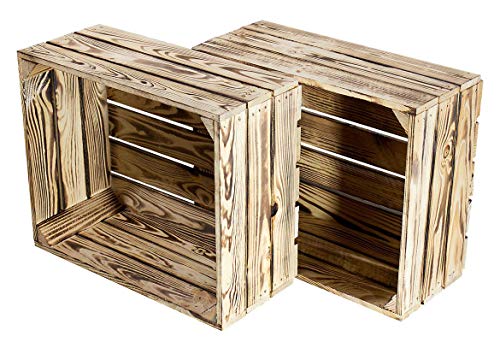 2X Vintage-Möbel24 Mini Apfelkiste geflammt/braun 50cm x 40cm x 22cm Obstkiste Holzkiste Regal Holzregal Kiste