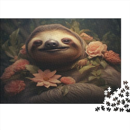 Flower Sloth 1000 Teile Animal Theme Erwachsene Puzzles Educational Game Home Decor Family Challenging Games Geburtstag Entspannung Und Intelligenz 1000pcs (75x50cm)