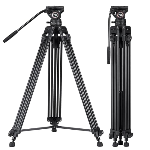 Heavy Duty Video Stativ, Cayer 64 Zoll BV30-Camcorder Stativ System Aluminium Bein, K3 Flüssigkeitskopf, Mittelspreizer, Max Belastung 13,2 LB, DSLR Aufnahme, Plus 1 Bonus Schnellwechselplatte