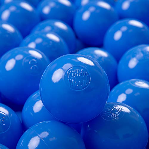 KiddyMoon 300 ∅ 7Cm Kinder Bälle Spielbälle Für Bällebad Baby Einfarbige Plastikbälle Made In EU, Blau