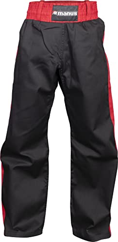 manus Kickboxhose mit Seitenstreifen - Gr. M = 170 cm, schwarz-rot