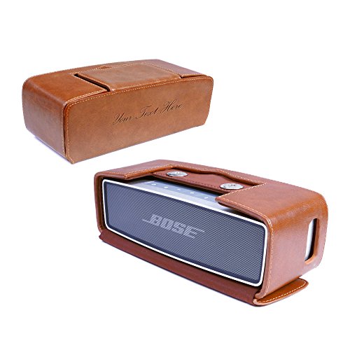 Tuff-Luv Personalisierte Tasche (z.B Ihr Name, andere Name, Inschrift) Weinlese-echtes Leder Travel case für Bose Soundlink Mini mit