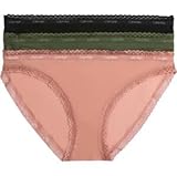 Calvin Klein Damen 3er Pack Slips Bikini Form Stretch, Mehrfarbig (Thyme/Ash Rose/ Black), L