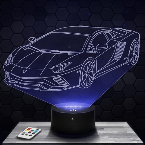 Nachttischlampe, Touch-Nachtlicht auto sportiva 3D-LED-Lampe Illusion, Geschenkidee Weihnachten Geburtstag Junge und Mädchen Nachttischlampe Kinder- oder Erwachsenenzimmer