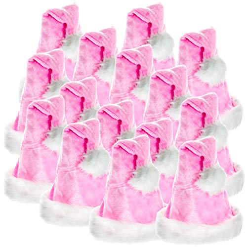 Ciffre 15 Stück im Set Weihnachtsmütze Nikolausmütze Winter Mütze Mützen Nikolaus Pink Rosa