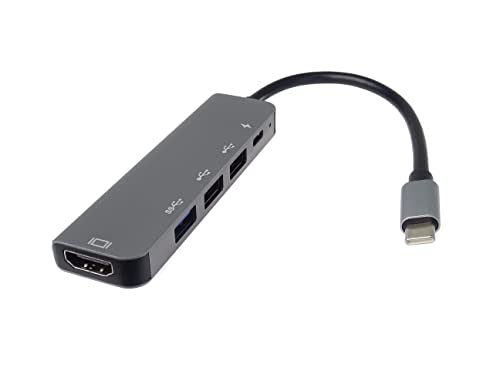 PremiumCord USB-C Dock mit 4K HDMI, USB 3.0, 2X USB 2.0 und PD 5A/20V, Auflösung UHD 4K 2160p 30Hz, Full HD 1080p, USB 3.2 Typ C, Aluminiumgehäuse, Länge 20cm