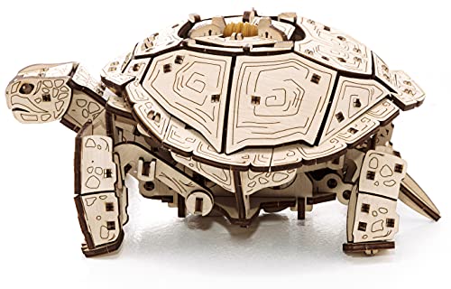 EWA Eco-Wood-Art Turtle 3D Holzpuzzle für Jugendliche und Erwachsene-Mechanisches Schildkröte Modell-DIY-Bausatz, Selbstmontage, kein Kleber erforderlich-269 Stück, Natürlich
