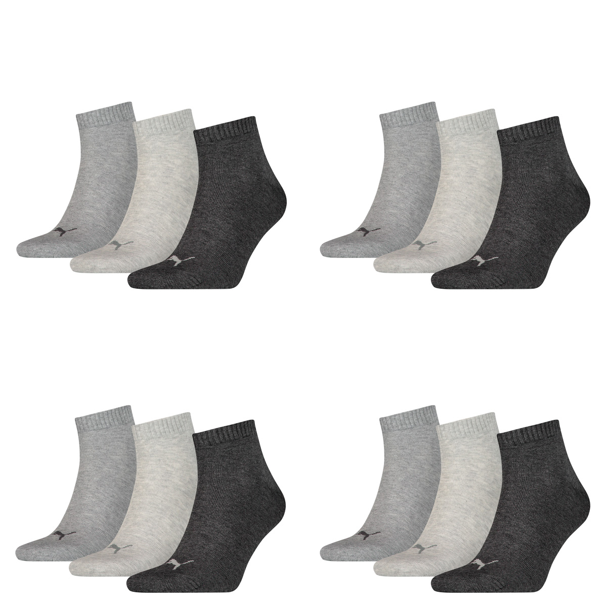 12 Paar Puma Unisex Quarter Socken Sneaker Gr. 35 - 49 für Damen Herren Füßling...