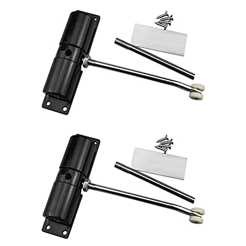 Fltaheroo 2 x Türschließer für den Haushalt, schwarz, Rad, verstellbar, automatisches Schließen, aus Zinklegierung, Türverschluss mit Feder