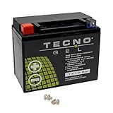 TECNO-GEL Motorrad-Batterie YTX12-BS, 12V Gel-Batterie 12Ah (DIN 51012), 151x87x130 mm inkl. Pfand