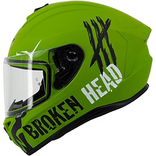 Broken Head Adrenalin Therapy VX2 - Motorrad-Helm Mit Sonnenblende - Military-Grün Matt - Größe S (55 cm)