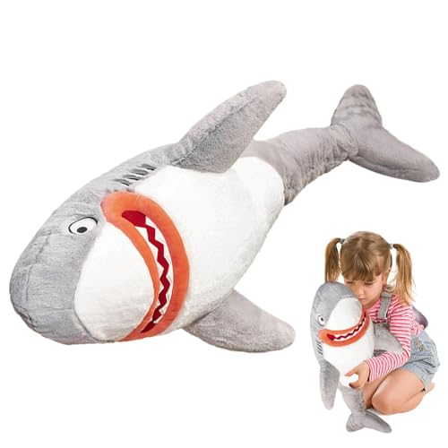 Neamou Gefüllter Hai, Hai-Plüschtier - 85 cm großes Hai-Kuscheltierspielzeug | Plüschkissen, kuschelig gefülltes Plüschtier für Kinder und Frauen, Heimdekoration