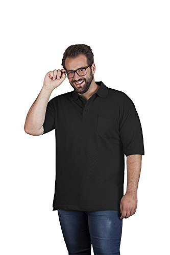 Heavy Poloshirt mit Brusttasche Plus Size Herren, 4XL, Schwarz