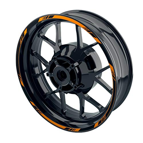 OneWheel Felgenaufkleber Motorrad - Premium Felgenstreifen | Wheelsticker Set für Vorder- & Hinterrad V1 - Felgenrandaufkleber - viele Farben (orange)
