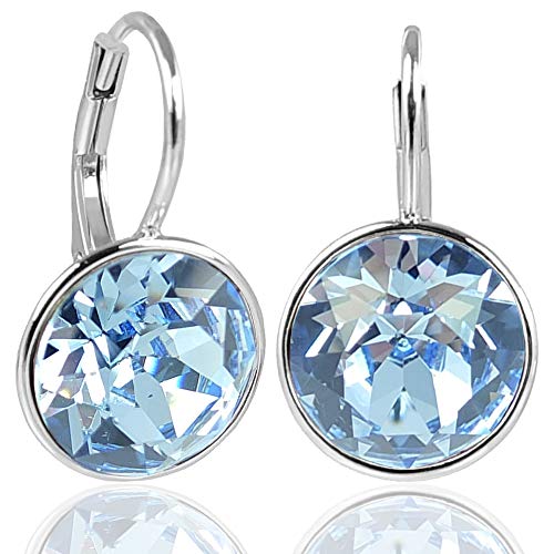 NOBEL SCHMUCK Silber-Ohrringe Blau mit Kristallen von Swarovski® 925 Sterling Silver
