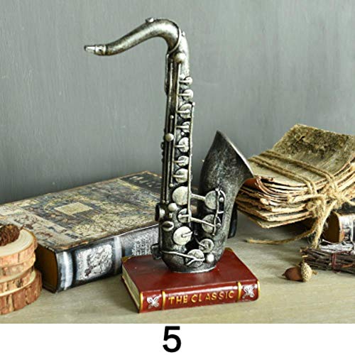 THREE Antike Nachahmung Harz Musikinstrument Violine Saxophon Trompete Modell Coffee Shop Bar Wohnkultur, 5