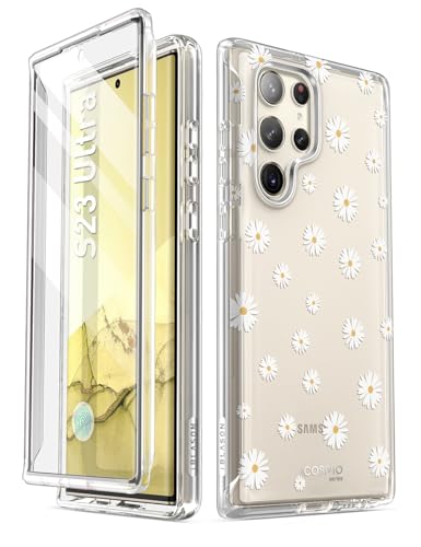 i-Blason Glitzer Hülle für Samsung Galaxy S23 Ultra 5G Handyhülle Bumper Case 360 Grad Schutzhülle Glänzend Cover [Cosmo] mit Integriertem Displayschutz 2023 Ausgabe (WhiteDaisy)