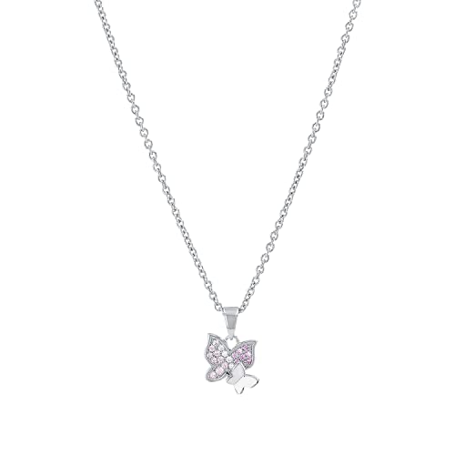 Prinzessin Lillifee Mädchen-Kette 35+3cm mit Anhänger Schmetterling 925 Sterling Silber Zirkonia rosa lila