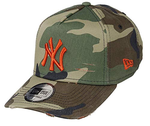 New Era New York Yankees 9forty A Frame Adjustable Cap Distressed Woodland Camo/Orange - One-Size