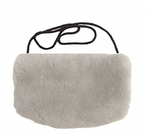 Warmer Lammfell Pelzmuff hellgrau mit Reißverschlusstasche waschbar, geschorenes Lammfell, ca. 29,5x19 cm