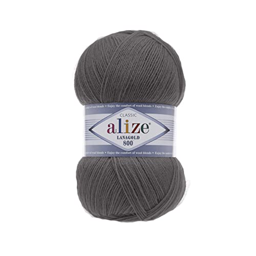 Alize Wolle Alize Lanagold 800 5 x 100g Strickwolle mit 49% Wolle 500 Gramm Wolle einfarbig türkische Wolle (348)