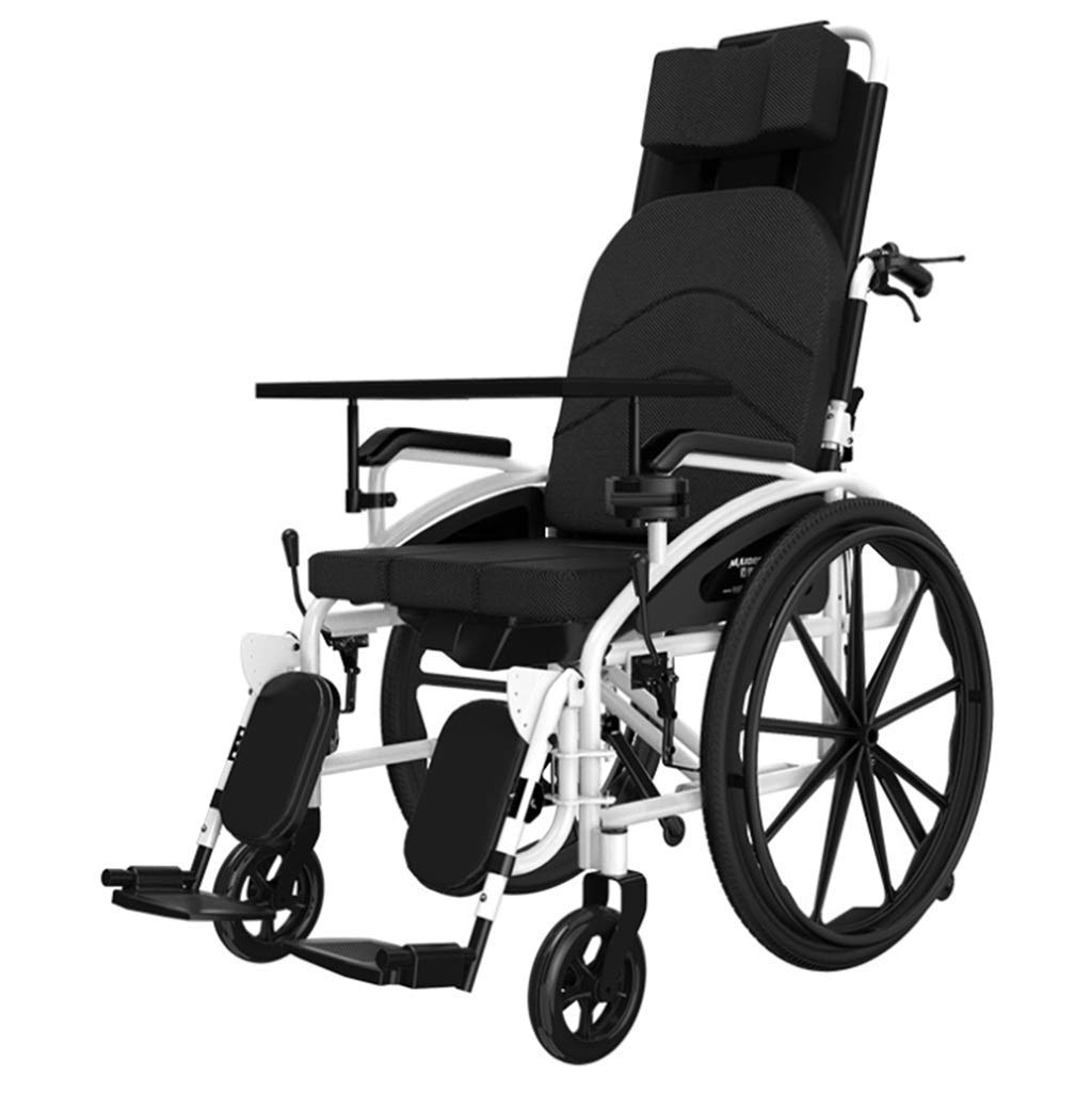 AOLI Eigenantrieb Rollstuhl, Multifunktionskrankenpflege Rollstuhl, faltbare beweglicher Rollstuhl, Doppel-Brake Tragbarer Rollstuhl, Trolley Scooter für ältere Menschen, WC-Stuhl