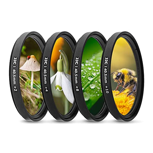 JJC Makro-Filter-Set für Nahaufnahmen, 40,5 mm (+2, 4, 8, 10) mit Filtertasche für Sony Alpha A6600 A6500 A6400 A6300 A6000 + Sony E 16–50 mm Objektiv und andere 40,5 mm Gewindeobjektivkameras
