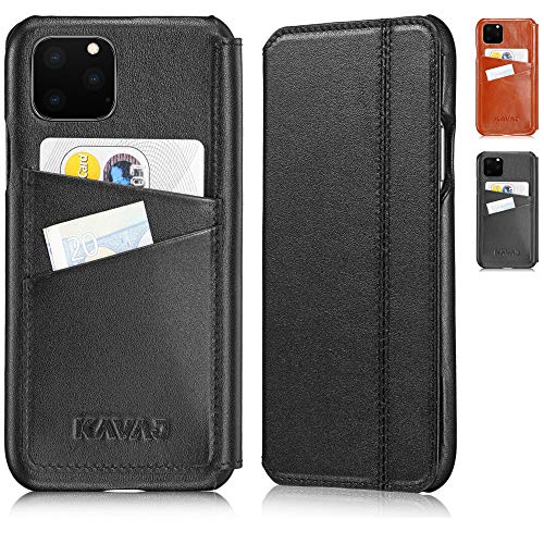 KAVAJ Hülle geeignet für Apple iPhone 11 Pro Max 6.5" Leder - Dallas - Schwarz Handyhülle Case Lederhülle mit Kartenfach