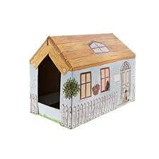 Ferribiella Kartonhaus für Katzen, Ziehhilfe Cottage 25 x 50 x 35 cm