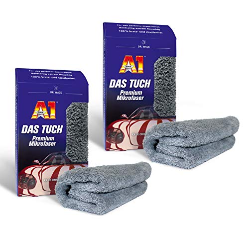 ILODA 2X Dr. Wack A1 DAS Tuch - Premium Mikrofaser, Mikrofasertuch für Autopflege, Profi Microfasertuch Auto, Mikrofasertücher für Autolack für EIN kratzfreies Polieren