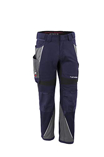 Grizzlyskin Bundhose Iron - Unisex Workwear Arbeitshose für Männer und Damen mit vielen Taschen, Cordura-Schutzhose, Farbe: Marine/Grau, Größe: N52