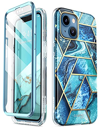 i-Blason Glitzer Hülle für iPhone 13 Mini (5.4‘’) Handyhülle 360 Grad Case Bumper Schutzhülle Cover [Cosmo] mit Displayschutz 2021 (Ocean)