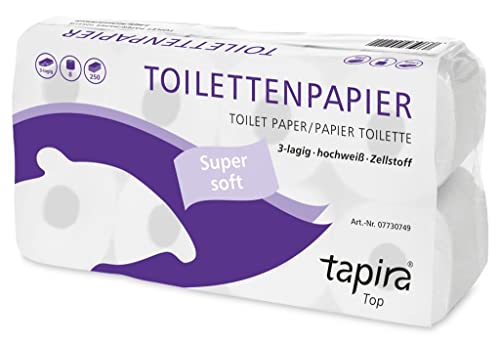 Gersdorfer Tapira top Toilettenpapier, 3-lagig, hochweiß, Zellstoff 64 (8x8) Rollen/Pack