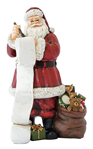 Figur Weihnachtsmann mit Seiner Liste, 15,5 x 12 x 24,5 cm, aus Polyresin, Weihnachtsfiguren