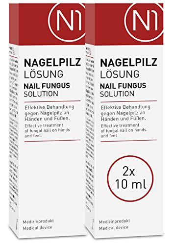 N1 Anti Nagelpilz Lösung 2x10 ml - [Medizinischer Nagellack mit belegter Wirkung] - Apothekenprodukt - Nagelpilz Behandlung schnell intensiv an Händen und Füßen