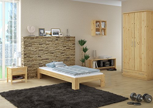 Erst-Holz® Futon, Einzel Bett 90 x 200 cm Kiefer massiv mit Rollrost 60.67-09